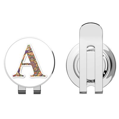 888 Graphics A Letter Ornamental Mandala Fancy Font Golf Hat Clip with Magnetic Ball Marker