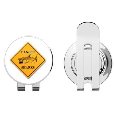 888 Graphics Danger Sharks Beach Surf Theme Golf Hat Clip with Magnetic Ball Marker