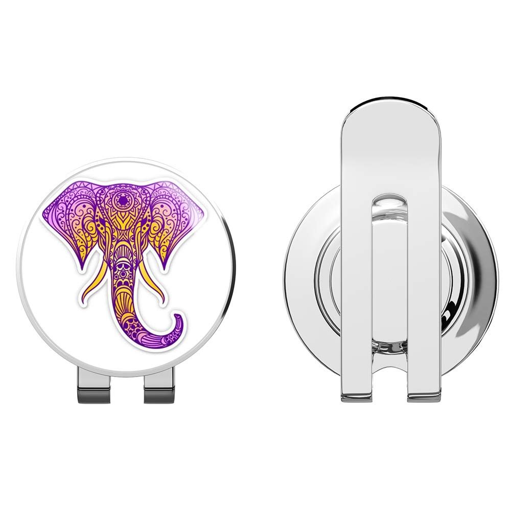 888 Graphics Elephant Henna Purple Golf Hat Clip with Magnetic Ball Marker