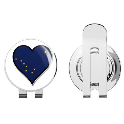888 Graphics Alaska Flag Heart Golf Hat Clip with Magnetic Ball Marker