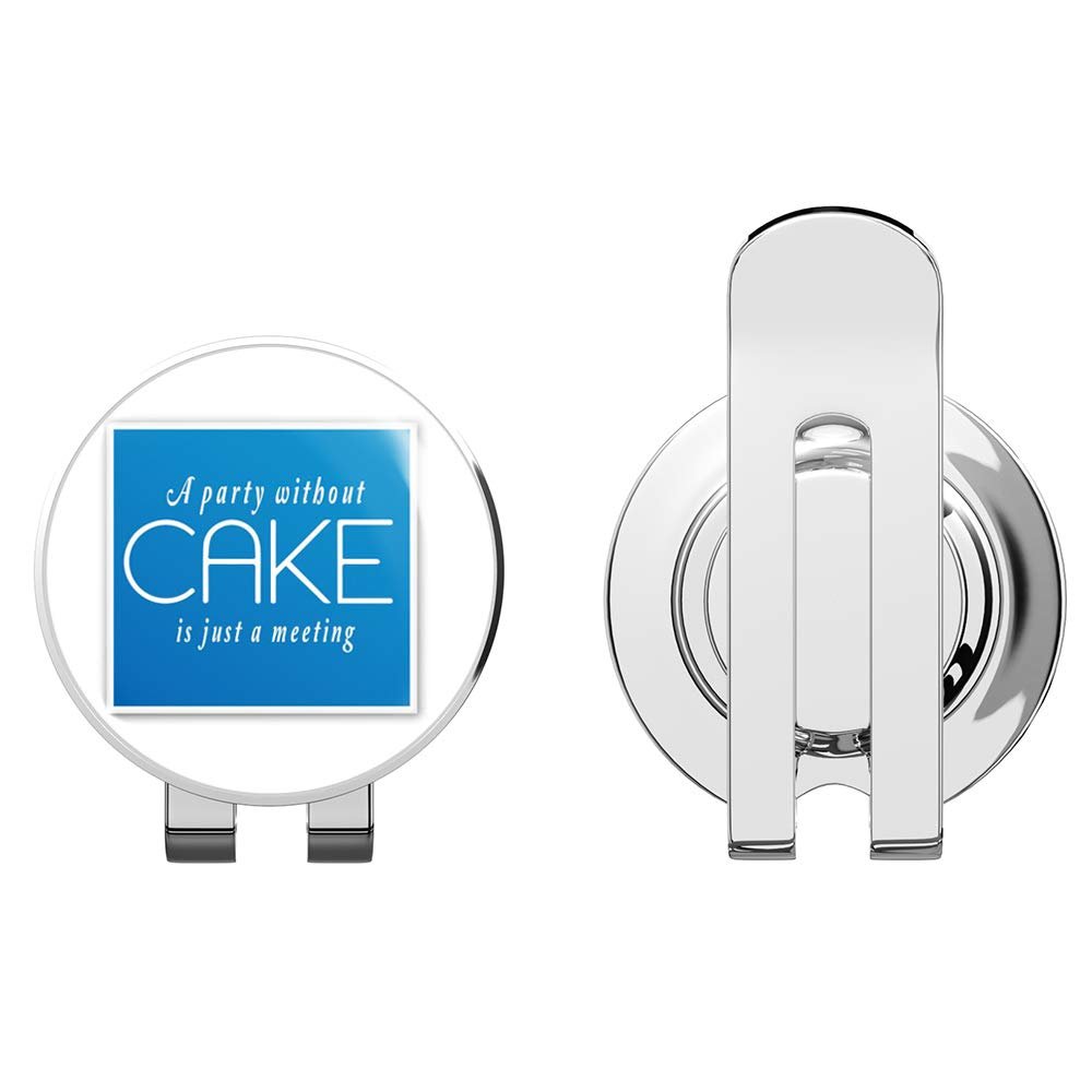 888 Graphics A Party Without Cake is Just a Meeting Funny Golf Hat Clip with Magnetic Ball Marker