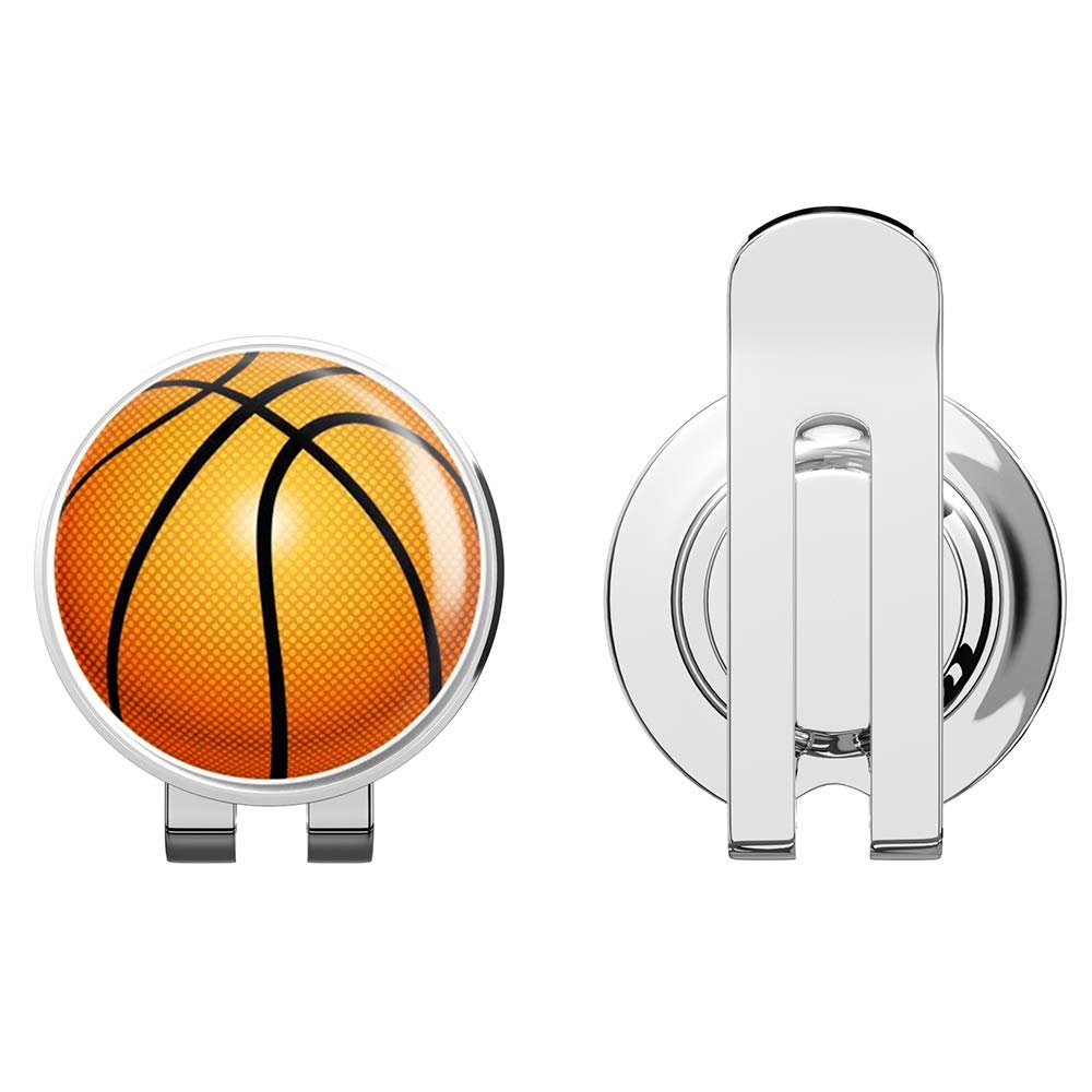 888 Graphics Basketball Full Color Golf Hat Clip with Magnetic Ball Marker
