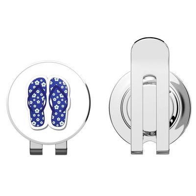 888 Graphics Cute Blue Floral Flip Flops Summer Golf Hat Clip with Magnetic Ball Marker
