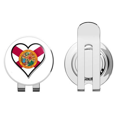 888 Graphics Florida Flag Heart Golf Hat Clip with Magnetic Ball Marker