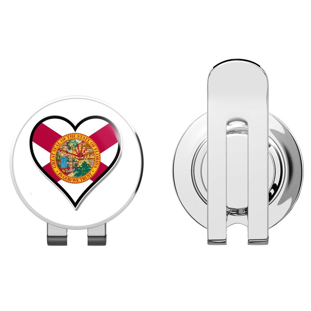888 Graphics Florida Flag Heart Golf Hat Clip with Magnetic Ball Marker