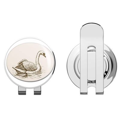 888 Graphics Elegant Swan Drawing Golf Hat Clip with Magnetic Ball Marker