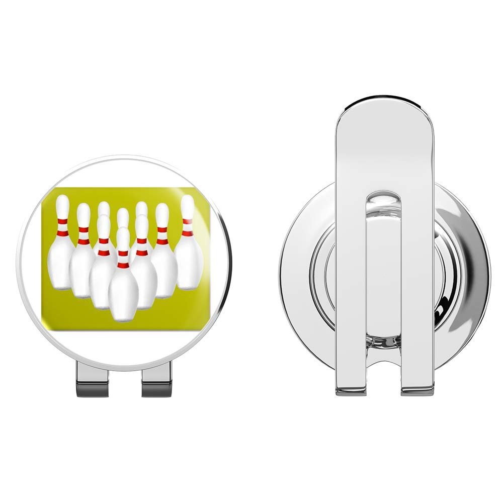 888 Graphics Bowling Pins Golf Hat Clip with Magnetic Ball Marker
