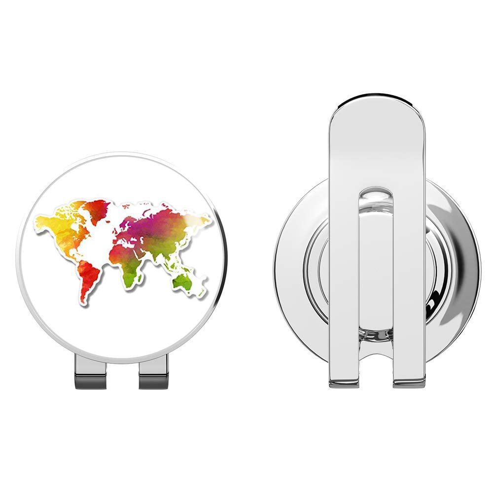 888 Graphics World Map Watercolor Golf Hat Clip with Magnetic Ball Marker