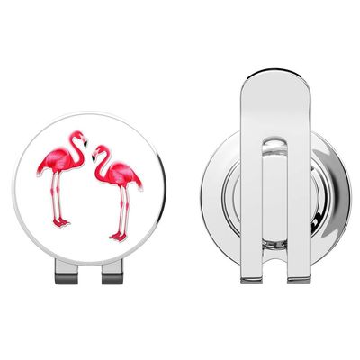 888 Graphics Flamingos Pink Beautiful Golf Hat Clip with Magnetic Ball Marker