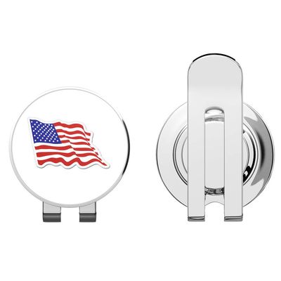 888 Graphics American Flag Waving Golf Hat Clip with Magnetic Ball Marker