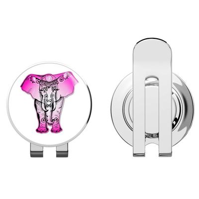 888 Graphics Elephant Beautiful Henna Pink Golf Hat Clip with Magnetic Ball Marker