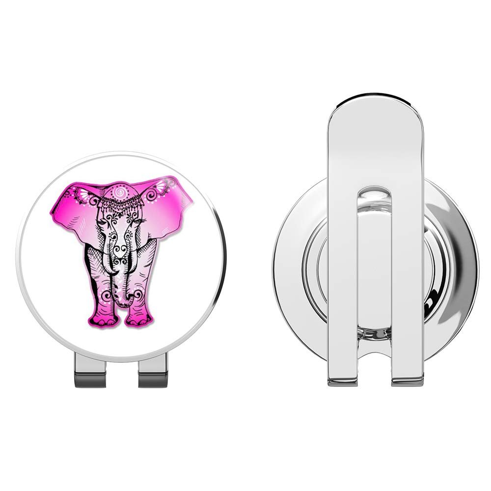 888 Graphics Elephant Beautiful Henna Pink Golf Hat Clip with Magnetic Ball Marker