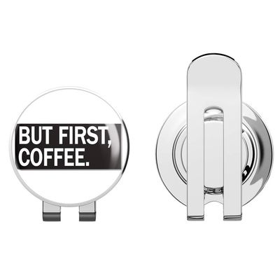 888 Graphics But First Coffee Funny Golf Hat Clip with Magnetic Ball Marker