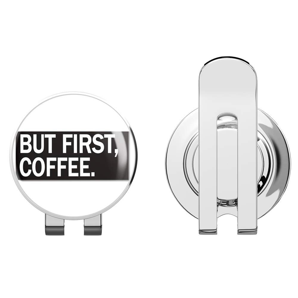 888 Graphics But First Coffee Funny Golf Hat Clip with Magnetic Ball Marker