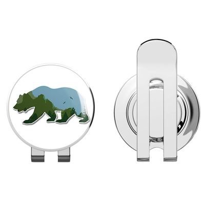 888 Graphics Bear Shape Mountains Nature Green Golf Hat Clip with Magnetic Ball Marker