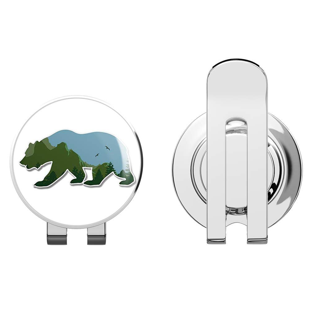 888 Graphics Bear Shape Mountains Nature Green Golf Hat Clip with Magnetic Ball Marker
