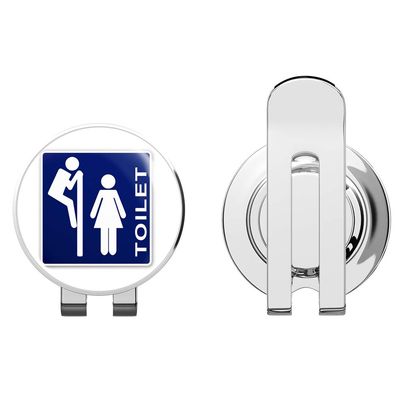 888 Graphics Funny Bathroom Sign Toilet Man Peeking Golf Hat Clip with Magnetic Ball Marker