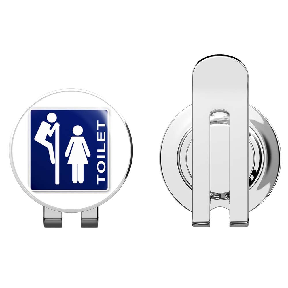 888 Graphics Funny Bathroom Sign Toilet Man Peeking Golf Hat Clip with Magnetic Ball Marker