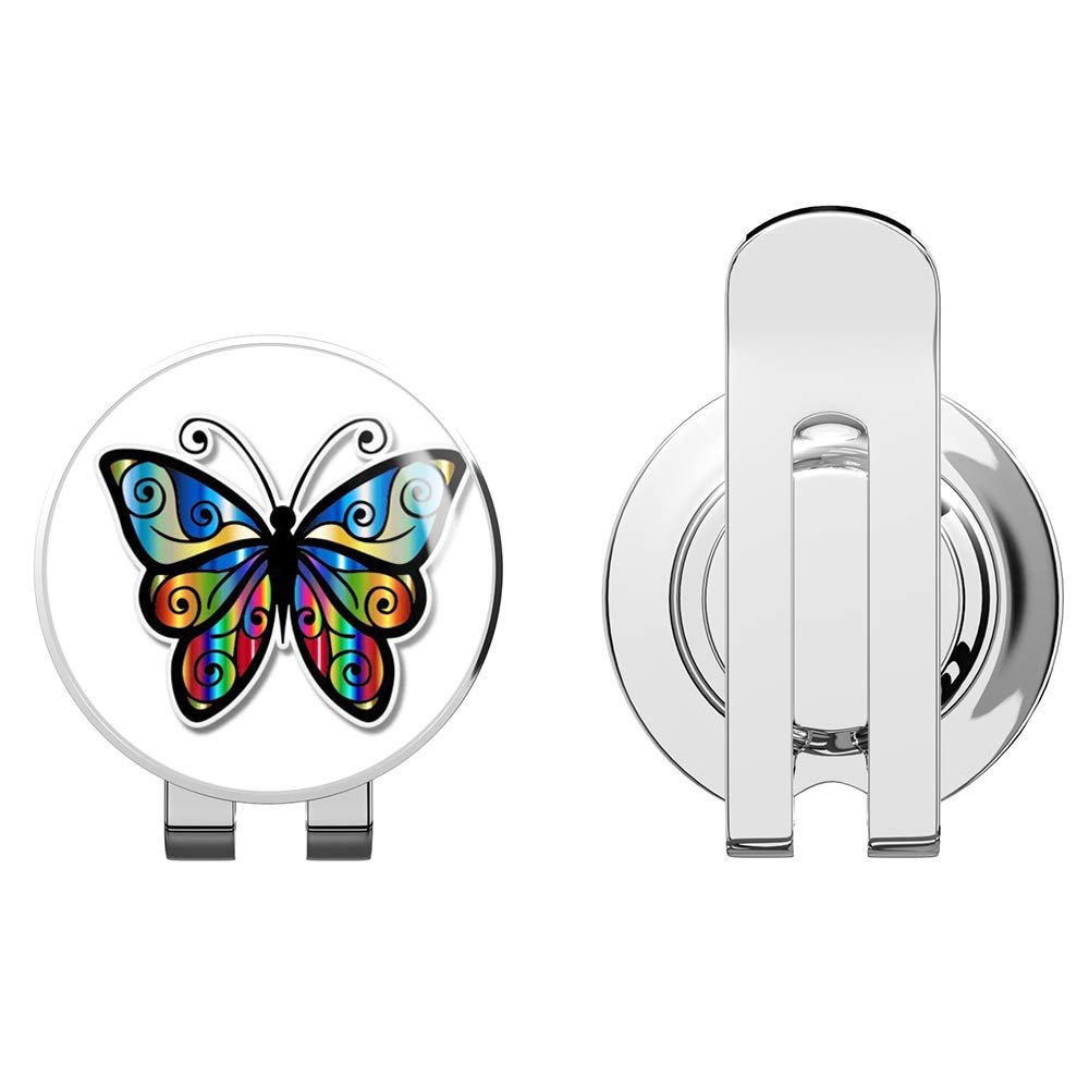 888 Graphics Cute Colorful Butterfly Golf Hat Clip with Magnetic Ball Marker
