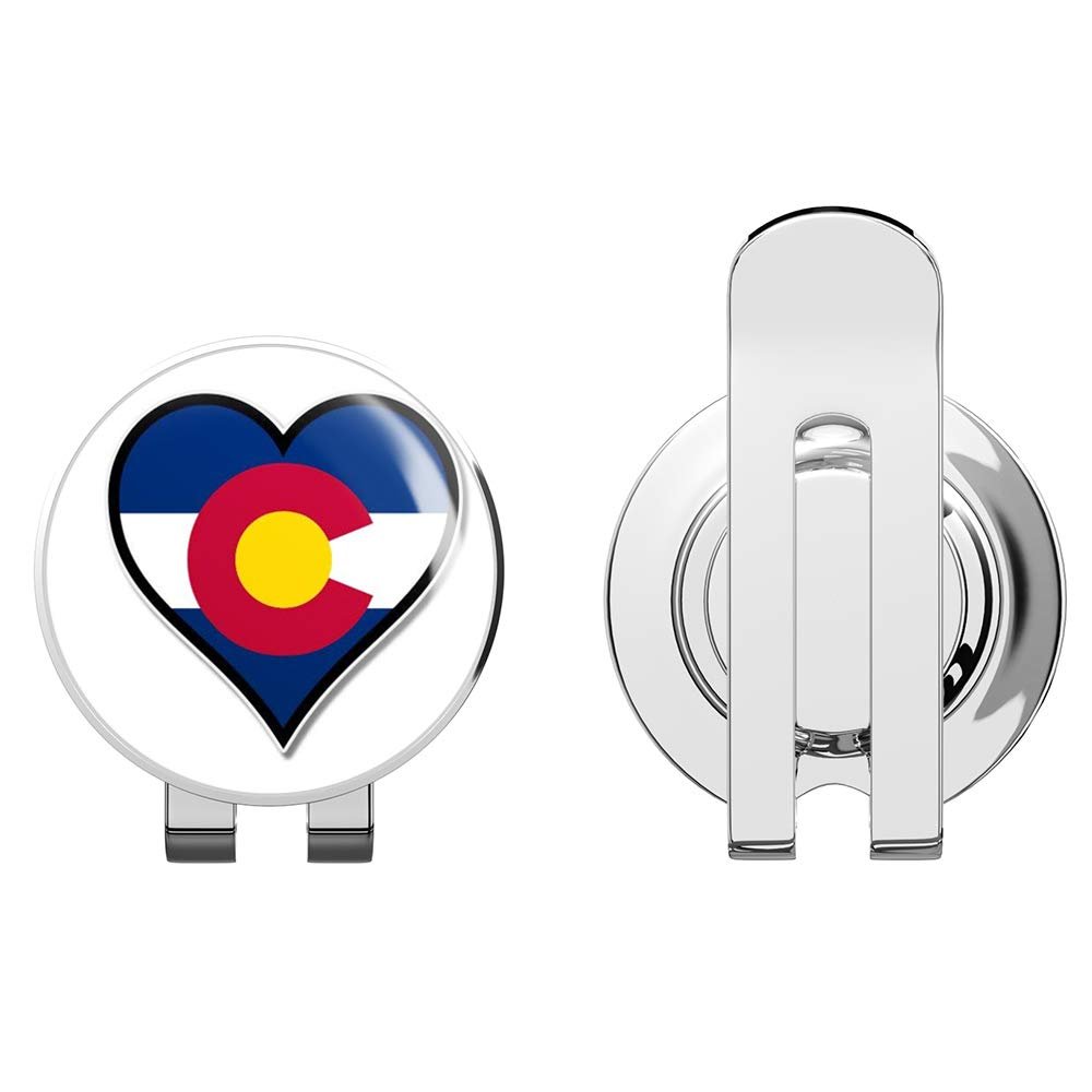 888 Graphics Colorado Flag Heart Golf Hat Clip with Magnetic Ball Marker