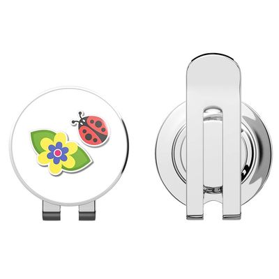 888 Graphics Ladybug and Flower Golf Hat Clip with Magnetic Ball Marker
