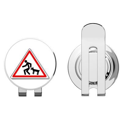 888 Graphics Caution Dog Will Bite Sign Golf Hat Clip with Magnetic Ball Marker