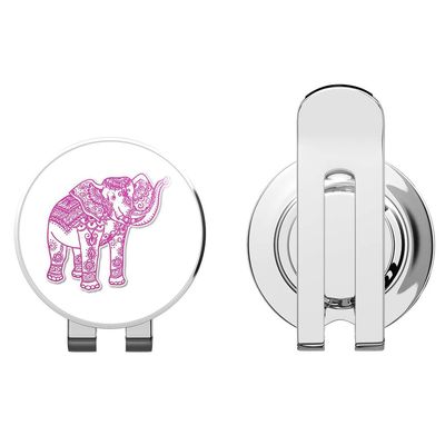 888 Graphics Elephant Henna Pink Golf Hat Clip with Magnetic Ball Marker