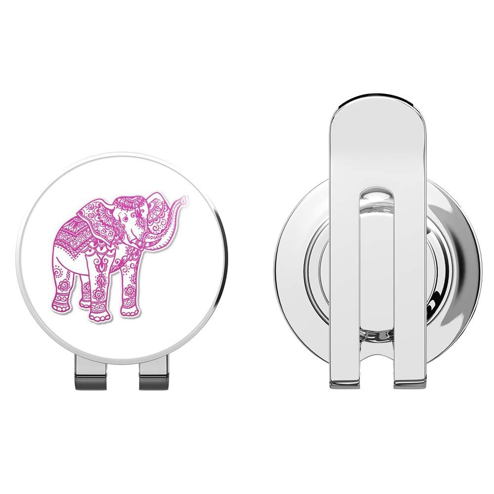 888 Graphics Elephant Henna Pink Golf Hat Clip with Magnetic Ball Marker