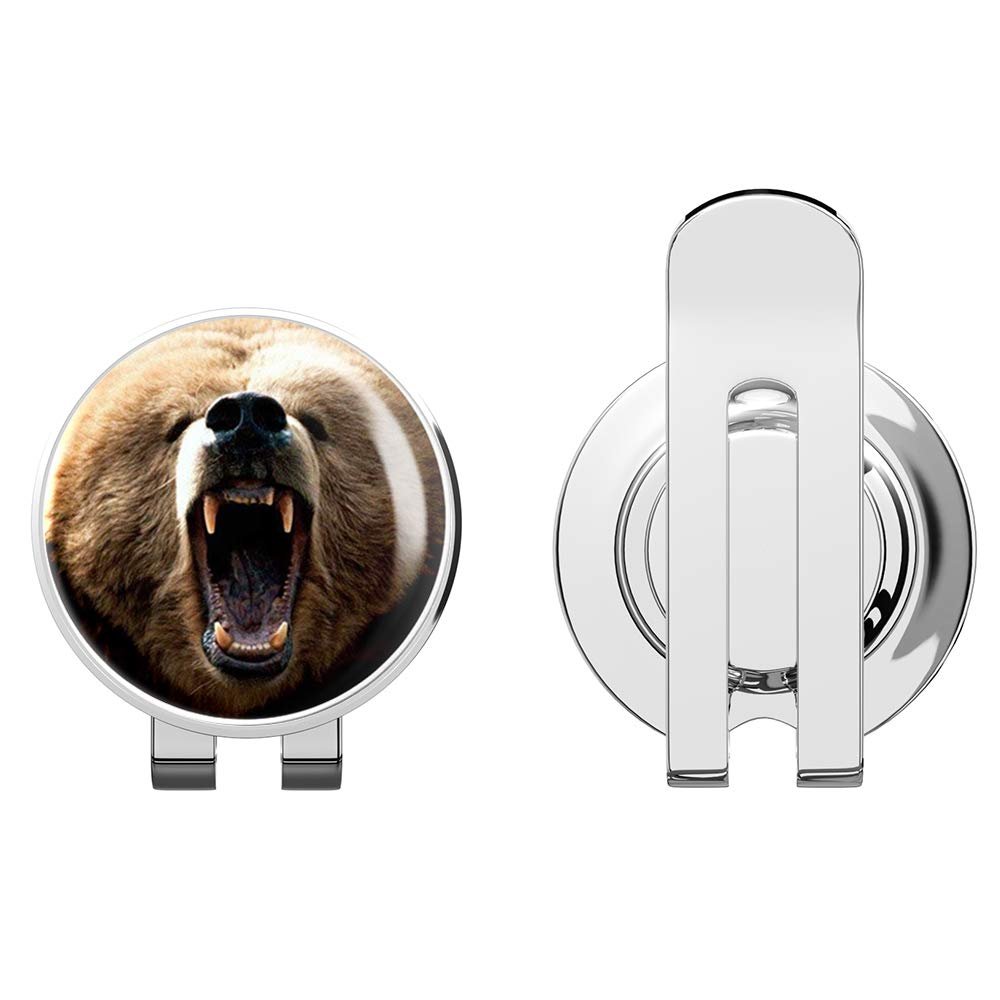 888 Graphics Bear Grizzly Roar Golf Hat Clip with Magnetic Ball Marker