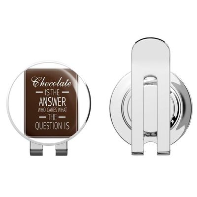888 Graphics Chocolate is The Answer Funny Golf Hat Clip with Magnetic Ball Marker