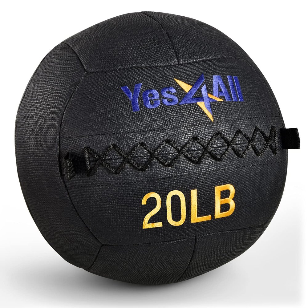 Yes4All Wall Ball, Soft Leather Weighted Iron Sand Ball for Dynamic Multifunctional Exercise, 20 LB + Target Sticker