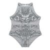 Aislor Kids Big Girls Sequins Mesh Halter Cutouts Back Ballet Dance Gymnastics Leotard Jumpsuit Dance Costumes Grey 6 Years view 1