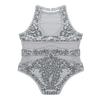 Aislor Kids Big Girls Sequins Mesh Halter Cutouts Back Ballet Dance Gymnastics Leotard Jumpsuit Dance Costumes Grey 6 Years view 2