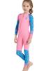 Girls Sun Suit Long Sleeve UV Sun Protection Swimsuit One Piece Stretch Full Coverage Wetsuit Swimwear Pink XL view 3