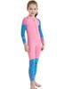 Girls Sun Suit Long Sleeve UV Sun Protection Swimsuit One Piece Stretch Full Coverage Wetsuit Swimwear Pink XL view 4