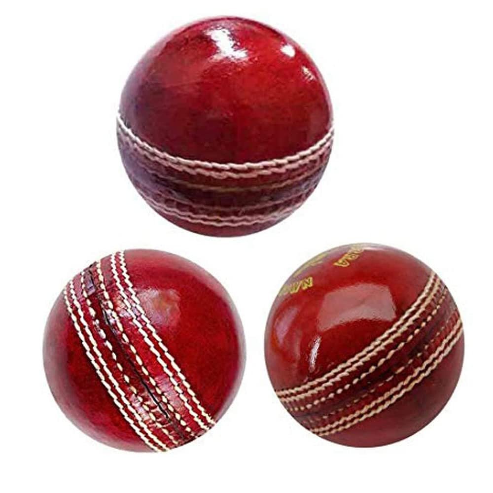 AnNafi Cricket Rubber Soft Balls for Practice A Grade Handstitched RED| Senior Official | Red Cricket Ball for Practice, Knocking & Training | Sports Leather Cricket Balls for Match (3)