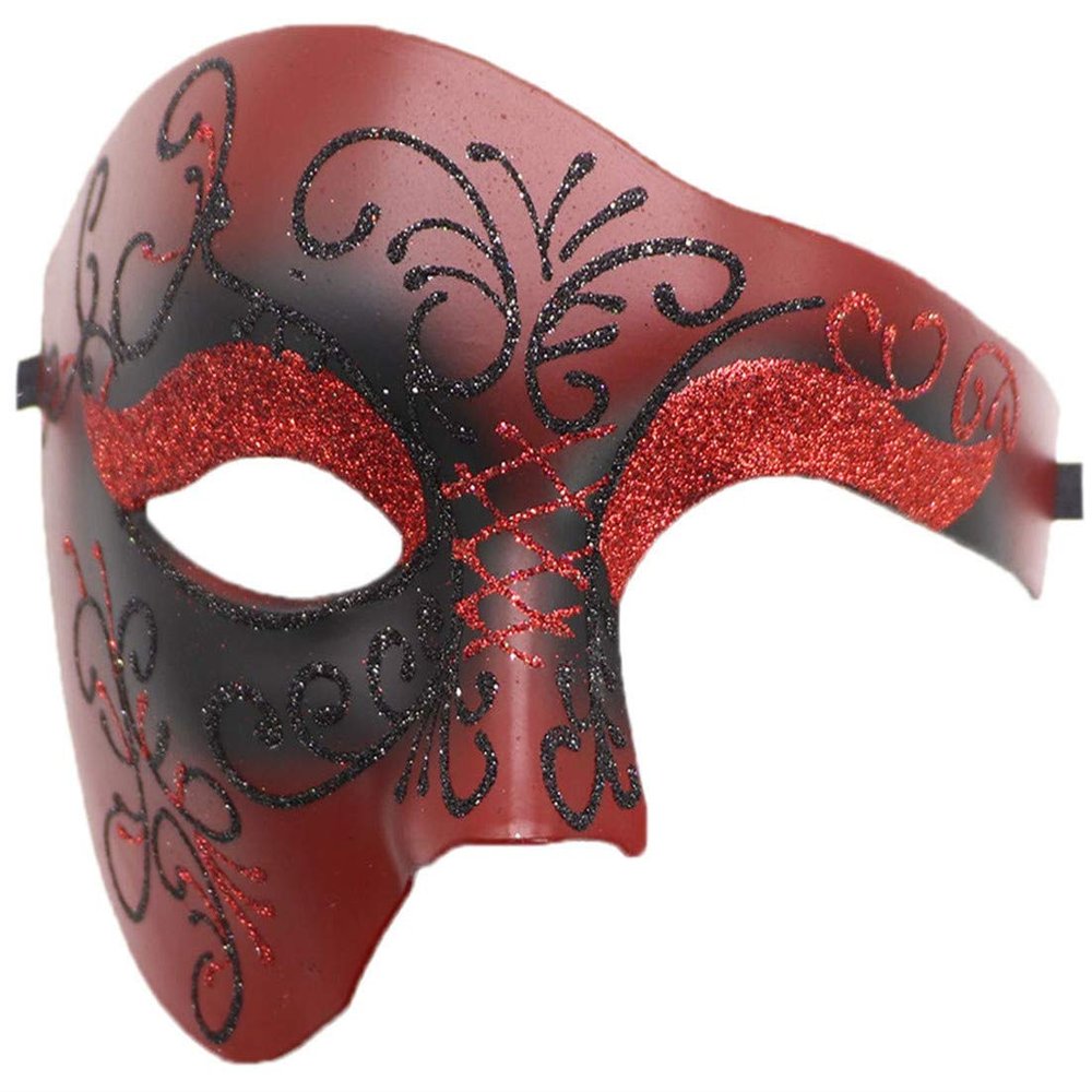 Awlsyj Men's Vintage Greek Roman Mask - Venetian Party Mask for Halloween & Mardi Gras (Phantom A Red)