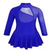 CHICTRY Girls' Sparkly Mock Neck Mesh Figure Ice Skating Dress Spandex Long Sleeves Dance Leotard Sapphire 12 view 2