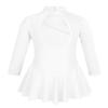 CHICTRY Girls' Sparkly Mock Neck Mesh Figure Ice Skating Dress Spandex Long Sleeves Dance Leotard Pure White 10 view 2