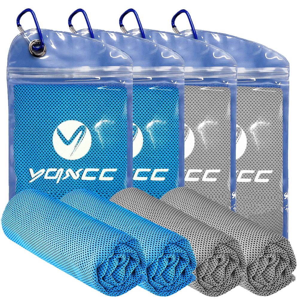 YQXCC Cooling Towels | 4 Pack 47"x12" | Ice Cool for Neck | Microfiber Soft Breathable Chilly | for Yoga, Sports, Golf, Gym, Camping, Running, Fitness, Workout & More Activities