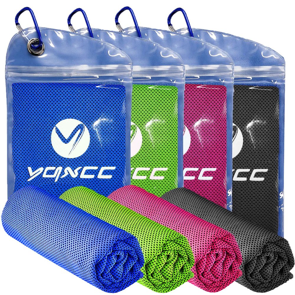 YQXCC Cooling Towels | 4 Pack 47"x12" | Ice Cool for Neck | Microfiber Soft Breathable Chilly | for Yoga, Sports, Golf, Gym, Camping, Running, Fitness, Workout & More Activities