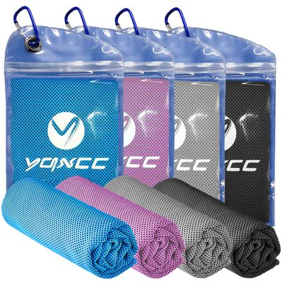 YQXCC Cooling Towels | 4 Pack 47"x12" | Ice Cool for Neck | Microfiber Soft Breathable Chilly | for Yoga, Sports, Golf, Gym, Camping, Running, Fitness, Workout & More Activities