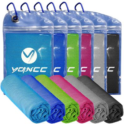 YQXCC Cooling Towels | 6 Pack 47"x12" | Ice Cool for Neck | Microfiber Soft Breathable Chilly | for Yoga, Sports, Golf, Gym, Camping, Running, Fitness, Workout & More Activities