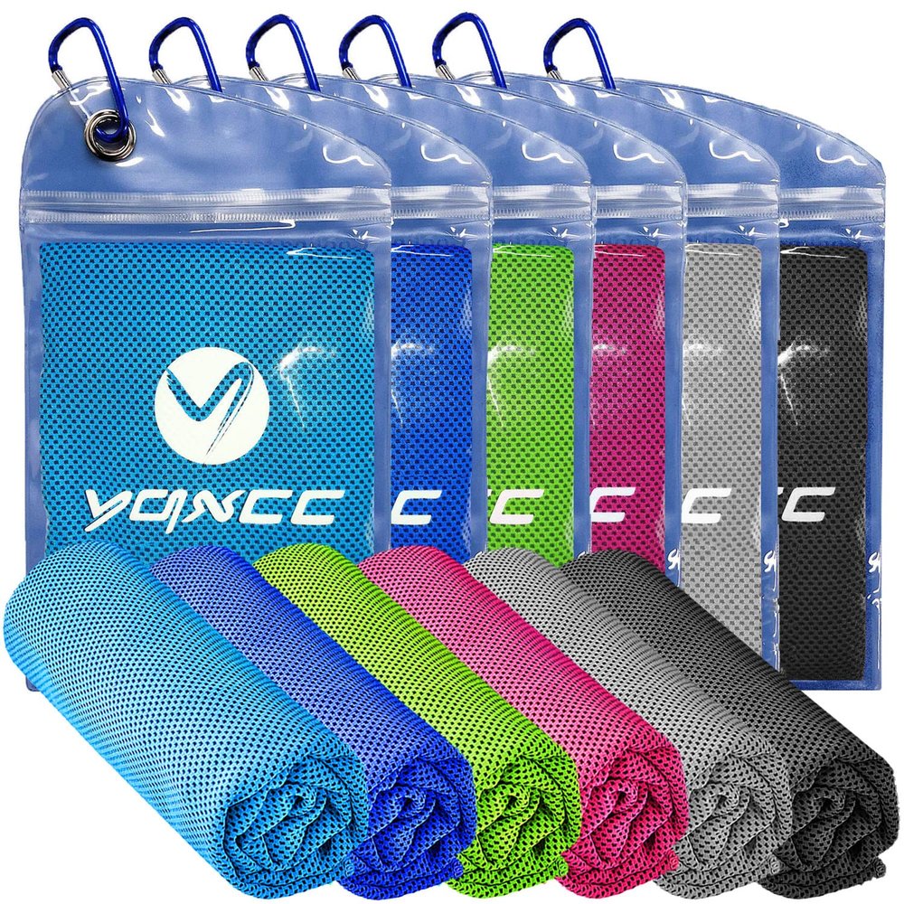 YQXCC Cooling Towels | 6 Pack 47"x12" | Ice Cool for Neck | Microfiber Soft Breathable Chilly | for Yoga, Sports, Golf, Gym, Camping, Running, Fitness, Workout & More Activities