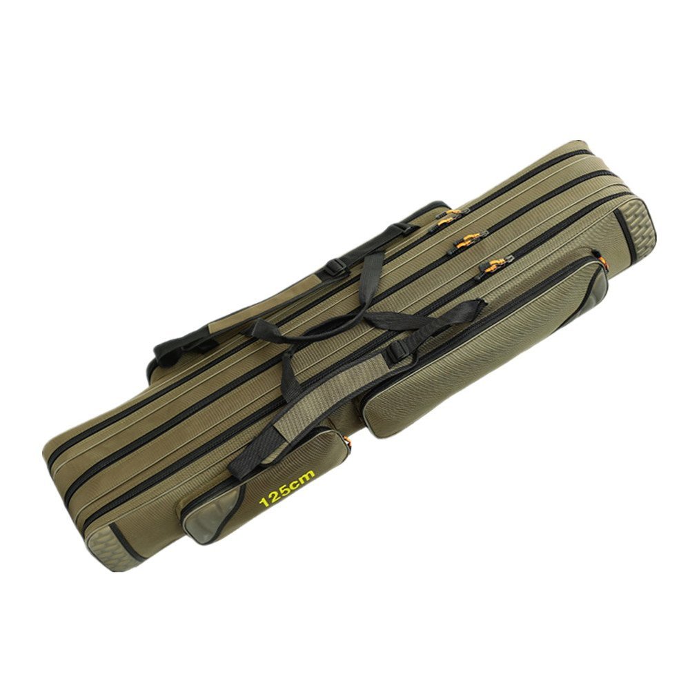 UNISTRENGH 3 Layers Portable Folding Fishing Rod Carrier Reel Case Bags Fish Pole Tools Soft Case Pro Gear Tackle Storage Bag for Shoulders,Handles (3 layers/80cm)