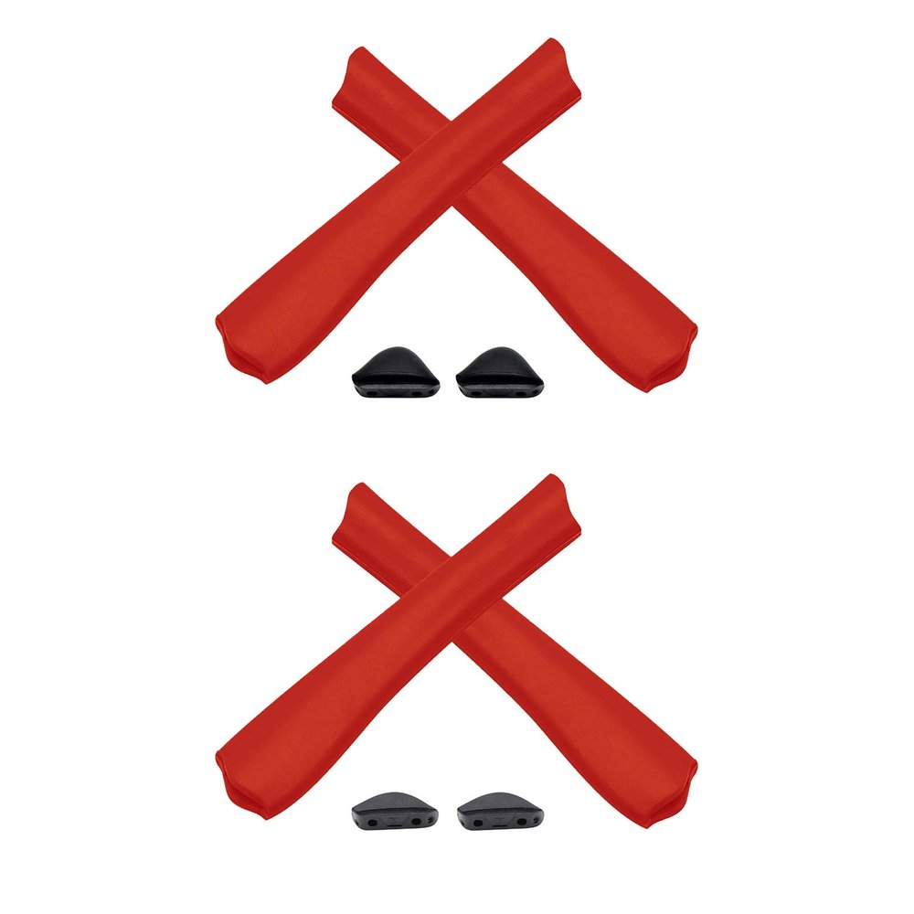 2 Pair Red Replacement Earsocks & Nosepieces Kits for Oakley Pit Bull OO9127 | Pit Bull Asian Fit(AF) OO9161