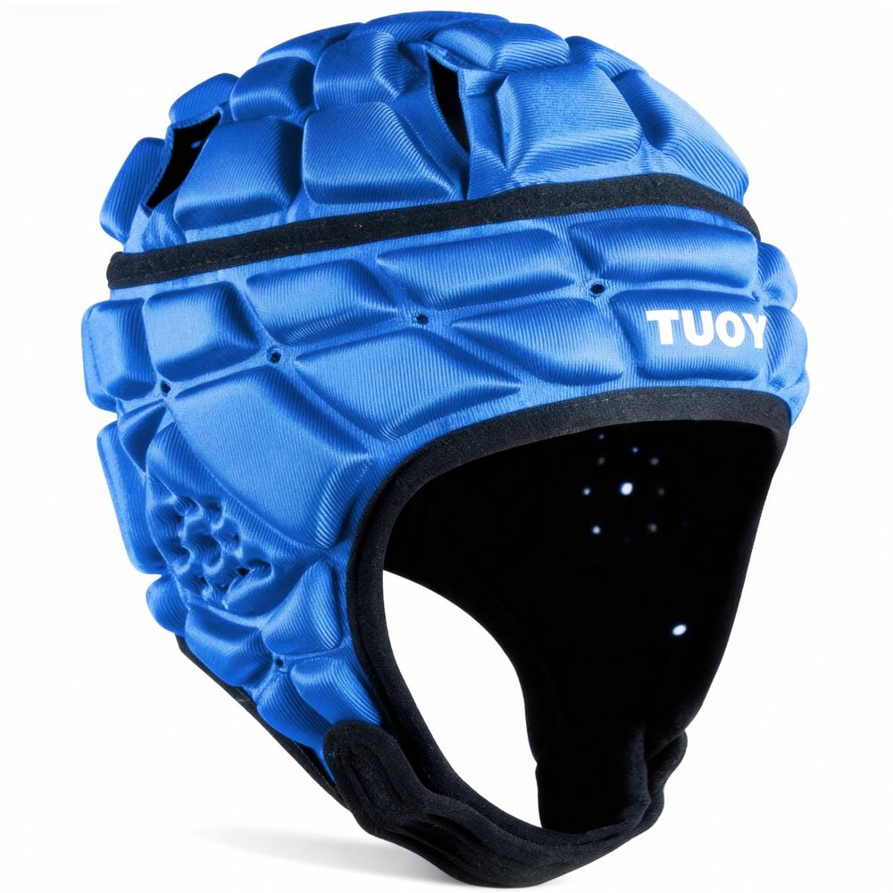 TUOY Football Helmet for Youth & Adult, Breathable Soft-Shell Padded Headgear, Adjustable Head Protector for 7v7 Rugby, Flag Football and Contact Sports