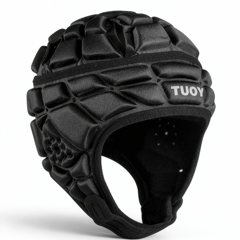 TUOY Football Helmet for Youth & Adult, Breathable Soft-Shell Padded Headgear, Adjustable Head Protector for 7v7 Rugby, Flag Football and Contact Sports