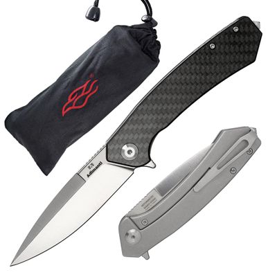 Firebird GANZO Adimanti Skimen Pocket Folding Knife Carbon Fiber Handle with Clip and Glass Breaker D2 Steel Blade Hunting Fishing Camping Outdoor EDC Knife (CF Black)