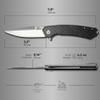 Firebird GANZO Adimanti Skimen Pocket Folding Knife Carbon Fiber Handle with Clip and Glass Breaker D2 Steel Blade Hunting Fishing Camping Outdoor EDC Knife (CF Black) view 2